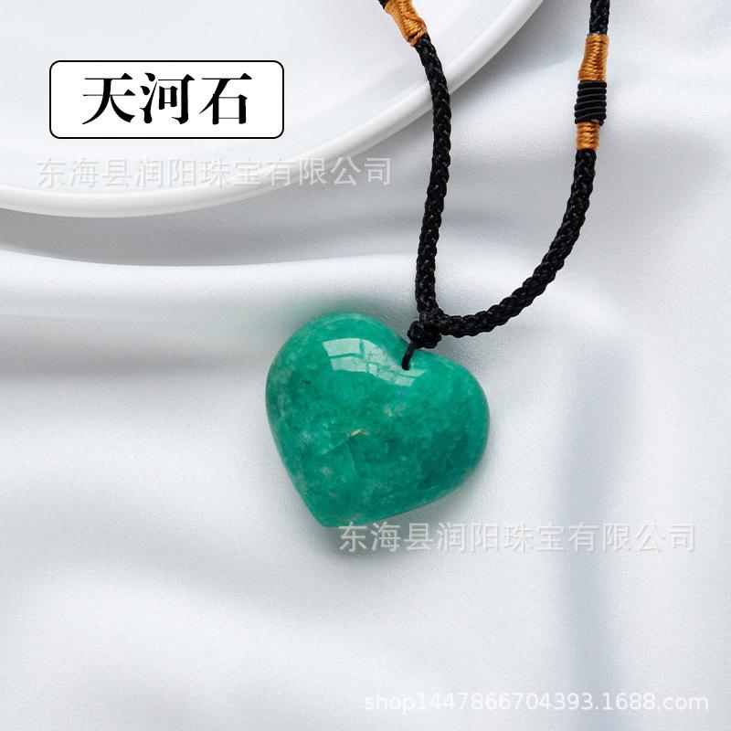 Natürlicher Kristall Liebesanhänger, Achat Halbedelstein 3cm Pfirsichherz Halskette herzförmiger Schmuckanhänger, Fabrikmode