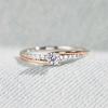 Huitan Two Tone Rings for Women Trendy Wedding Band Accessories with Cubic Zirconia Exquisite Proposal Engagement Jewelry