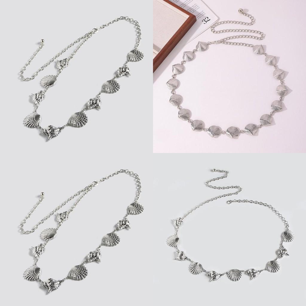 Vintage Style Metal Shell Waist Chain With Hook For Holiday Beach Outfit