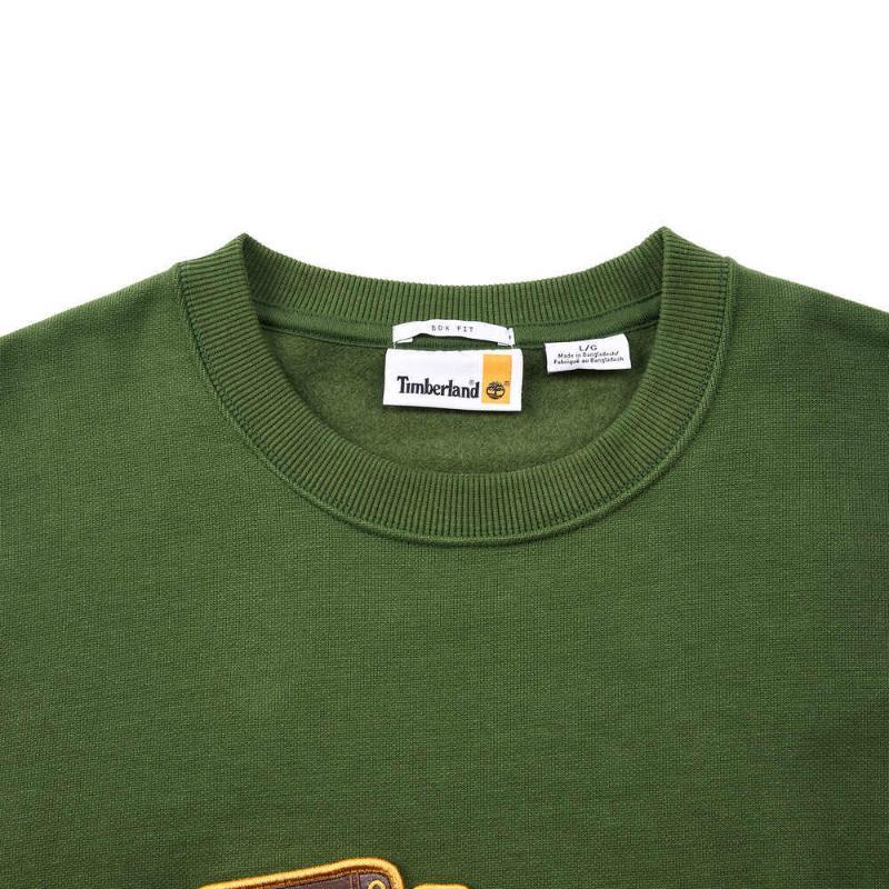 Timberland AF New Box Fit Badge Letter Round Neck Fashion Versatile Pullover Sweatshirt Unisex Sweatshirt Green A661B-EIN