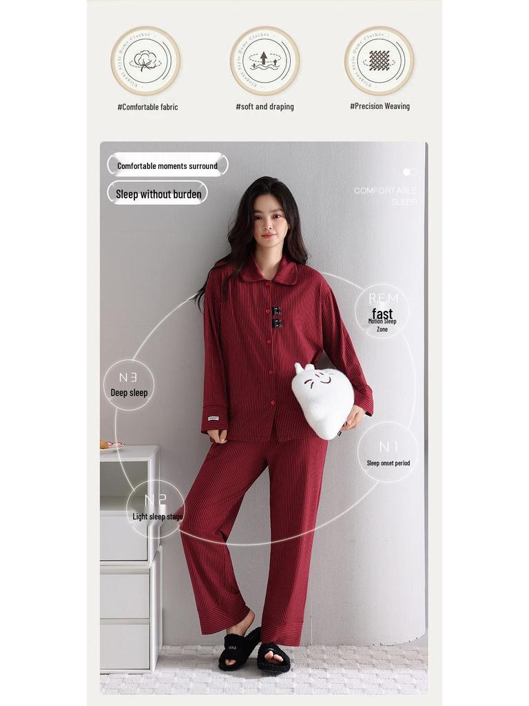 Modal Women's Long Sleeve Cardigan and Pants Pajama Set - Autumn Casual Style