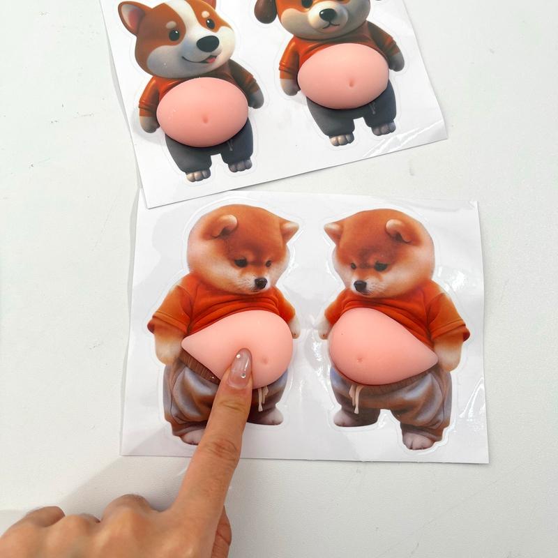 3D Puppy Squeezeable Squishy Belly Sticker Cute Shiba Inu Dog Decompress Sticker Book Decor Party Favor Gift Festival Supplies