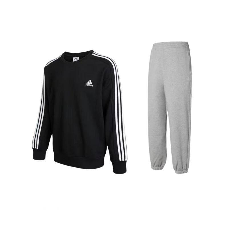 

Adidas Minimalist Brand Logo Letter Color Block Striped Crew Neck Pullover Sweatshirt And Cuffed Long Pants Casual Sports Set IC9317+IV7608 XXL