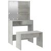 Makeup Table Set with LED Lighting Concrete Grey Wood Based Material