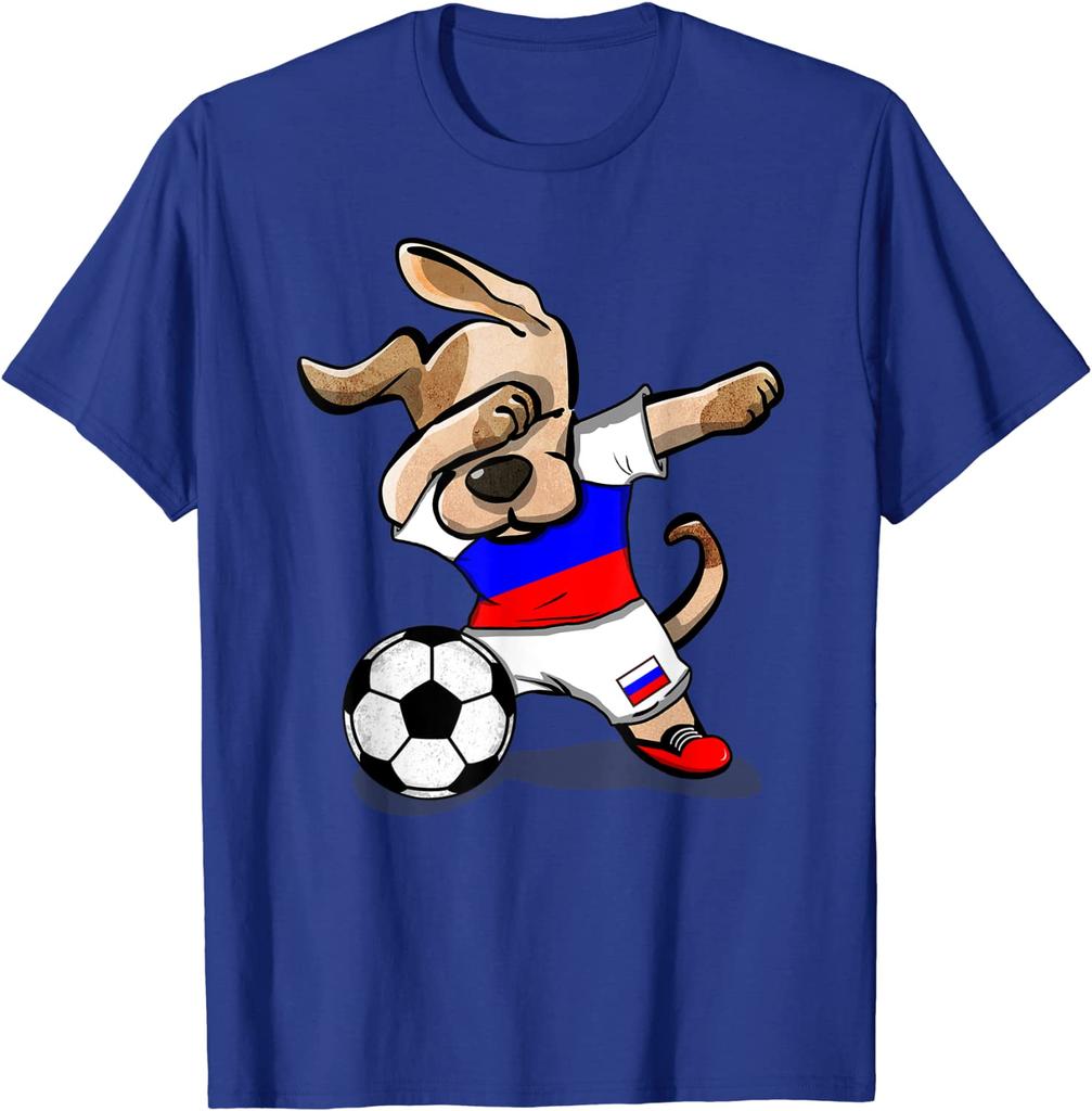 Russia Jersey Dog Dabbing Soccer Shirt Russian Football TShirt Summer Cotton ONeck Short Sleeve Mens T Shirt New S3XL