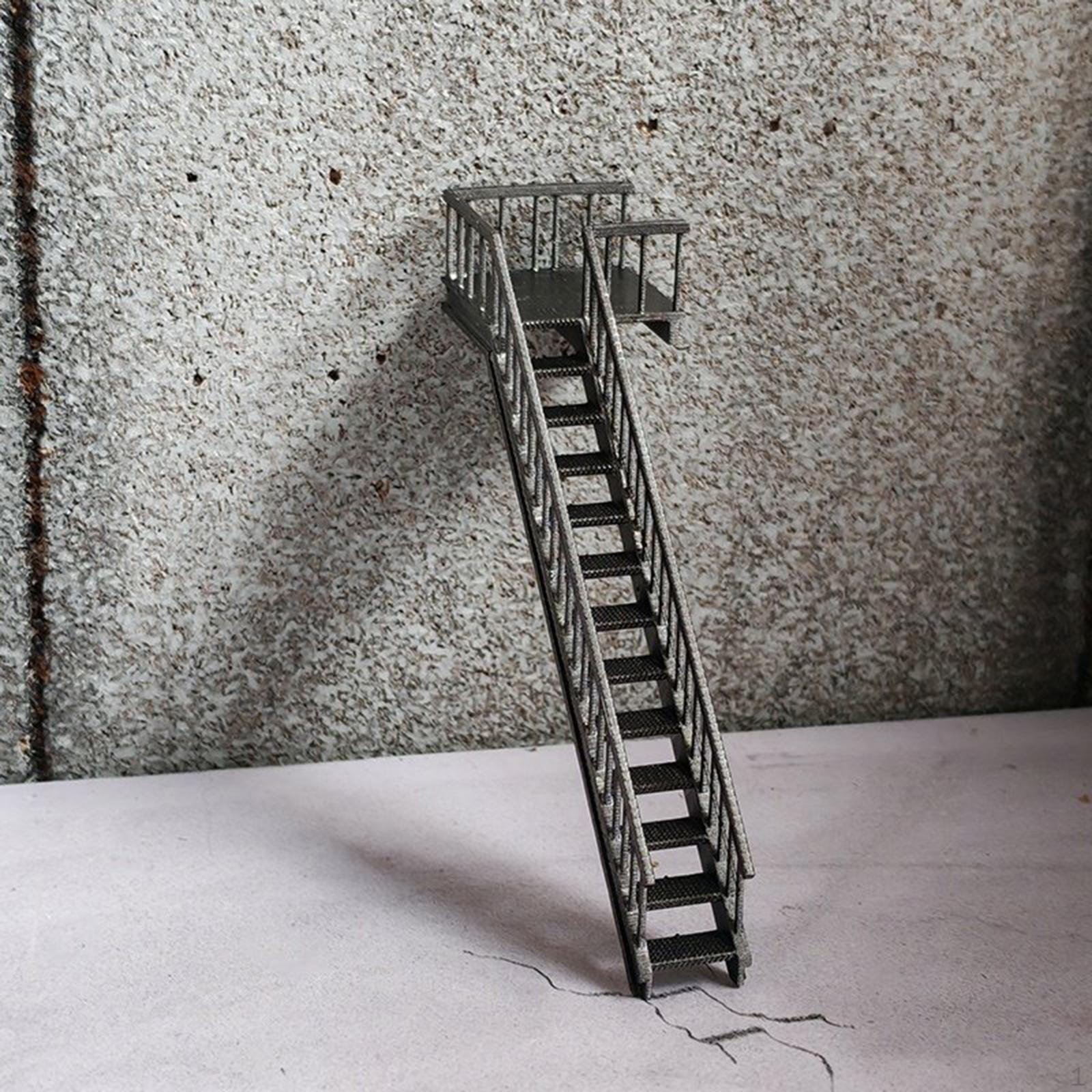 

1/64 Scale Staircase Model,Miniature Stairs DIY Diorama Decorative Furnishings Display Stand Attic