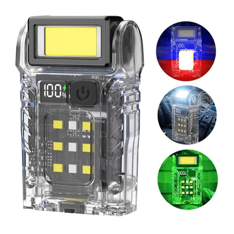 COB+SMD LED Outdoor Mini Flashlight USB-C Rechargeable Portable Torch Lamp Power Display Powerful Flashlight for Night Running