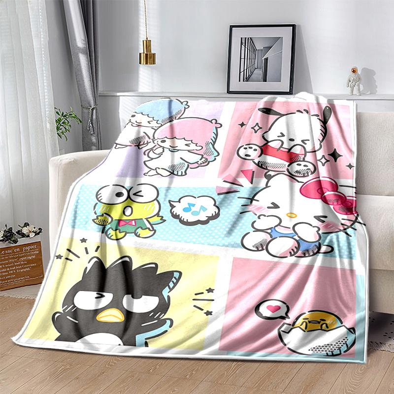 1pc Colorful Adventure with Music Hello Kitty Blanket, Home Decor, Gift Idea, Suitable for All Seasons,Living Room, Travel, Camping, Car Blankets, Bea