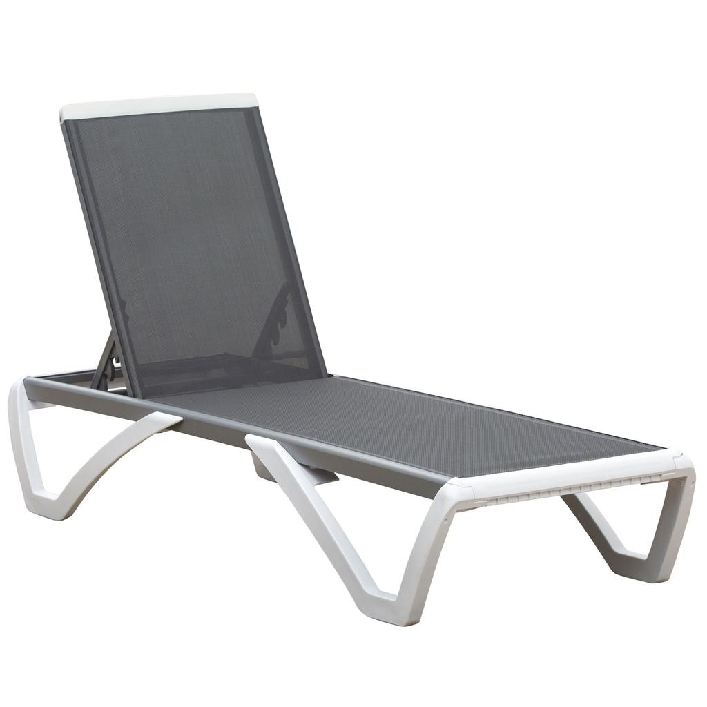 Aluminium Frame Sun Lounger, with Adjustable Back - Grey