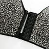 Soutien-gorge pour femme grande taille à boucle avant imprimé léopard avec bretelles réglables