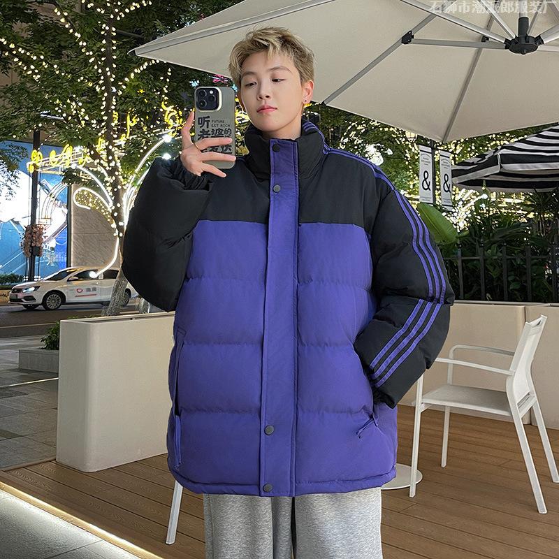Winter New Splicing Down Cotton Clothes Men's Couple Loose Bread Clothes Casual Warm Cotton Clothes Jacket Women