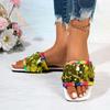 Women's Flat Sequined Sandals New Summer Square Toe Plus Size Slipper