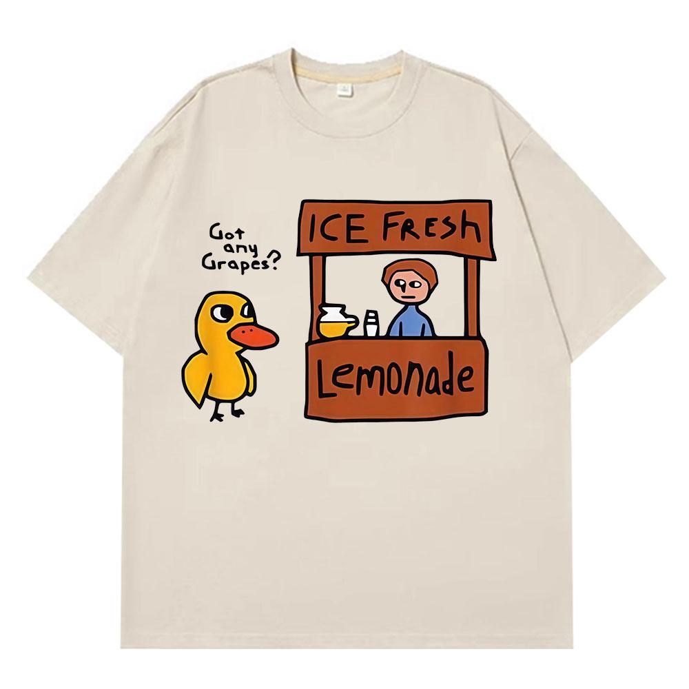 The Duck Song Got Any Grapes Funny Meme Tshirts Men Women Fashion Summer Shortsleeve Loose Casual Harajuku Tshirts Streetwear