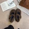 2025 winter new round head with velvet warm beans versatile Mary Jane platform commuter women's shoes