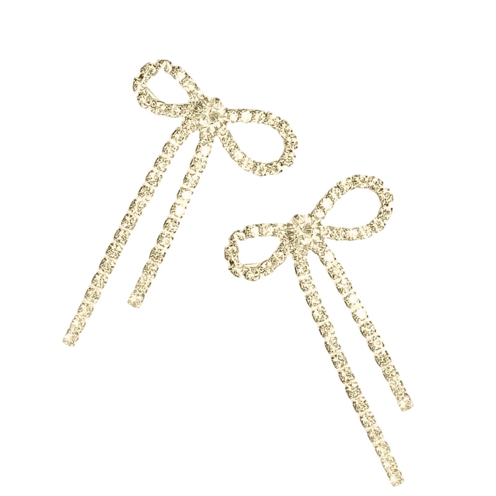 

Серьги-подвески в виде банта со стразами из золота/серебра, изысканные хрустальные кисточки для женщин и девушек, свадебные украшения