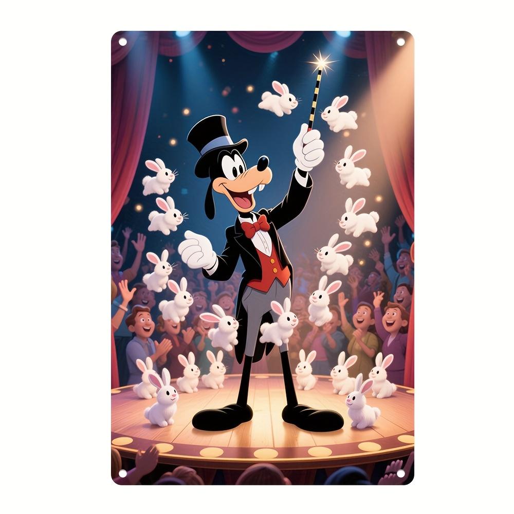 

2D Flat - 1pc Disney Metal Wall Art - 8x12 Inch Colorful Iron Decor with Goofy and White Rabbits, Durable Surface, 2D Flat Desig 20x30cm（7.8x11.8inch）