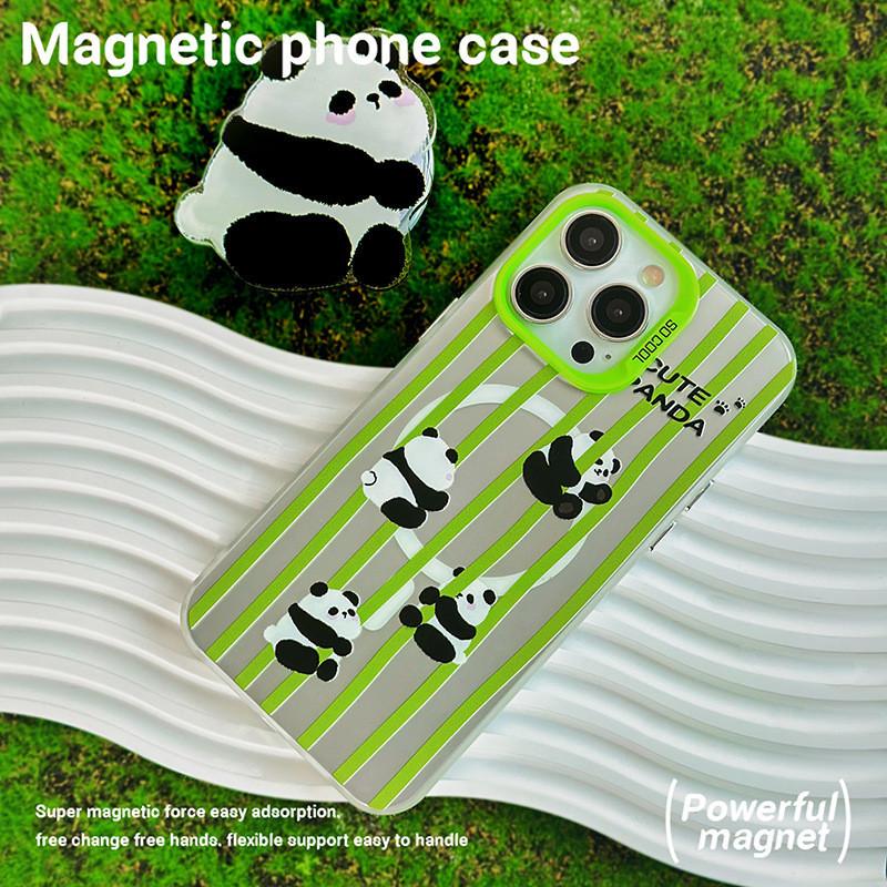 Magnetyczny uchwyt Frosted Phone Case kompatybilny i odpowiedni dla iPhone15 14 13 12 11promax xsmax xr 7 8plus Cute Panda
