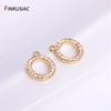 8mm 14k Gold Plated Copper Metal Inlay Zircon Round Small Pendant DIY Earrings Necklaces Fittings Jewelry Making Supplies