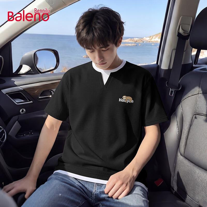 Baleno Men s Waffle Knit Faux Layer Short Sleeve T-Shirt XL