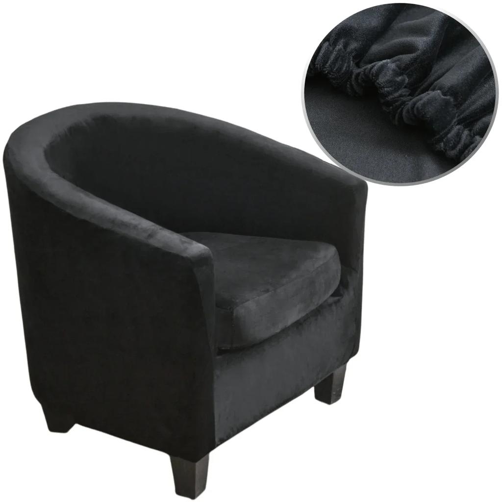 Plush Velvet Tub Chair Covers Club Chair Slipcover Cushion Cover 2-Piece Stretch Soft Washable Armchair Sofa Furniture Protector