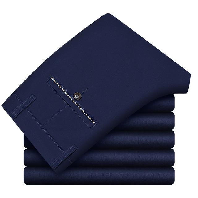 

Мужские классические повседневные брюки больших размеров, деловые эластичные брюки, мужские брендовые зеленые, хаки, черные 44 королевский синий