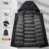 Yalu Men's 5-in-1 Detachable Hooded Mid-Length Goose Down Jacket