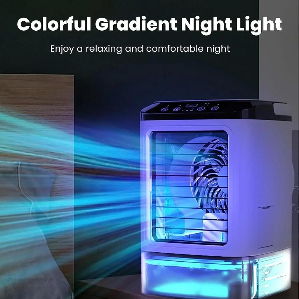 3 Wind Modes Mute Air Cooler Humidifier Portable Air Conditioner Fan Desktop Dual Spray Ultrasonic Atomization Electric Fan