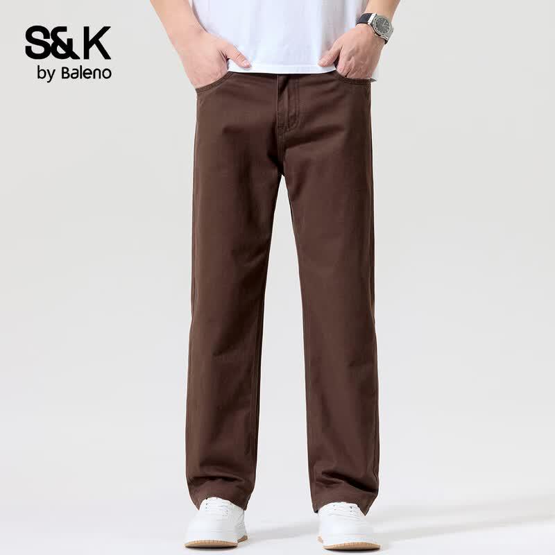 Baleno S&K Men's Pure Cotton Straight-Leg Casual Pants