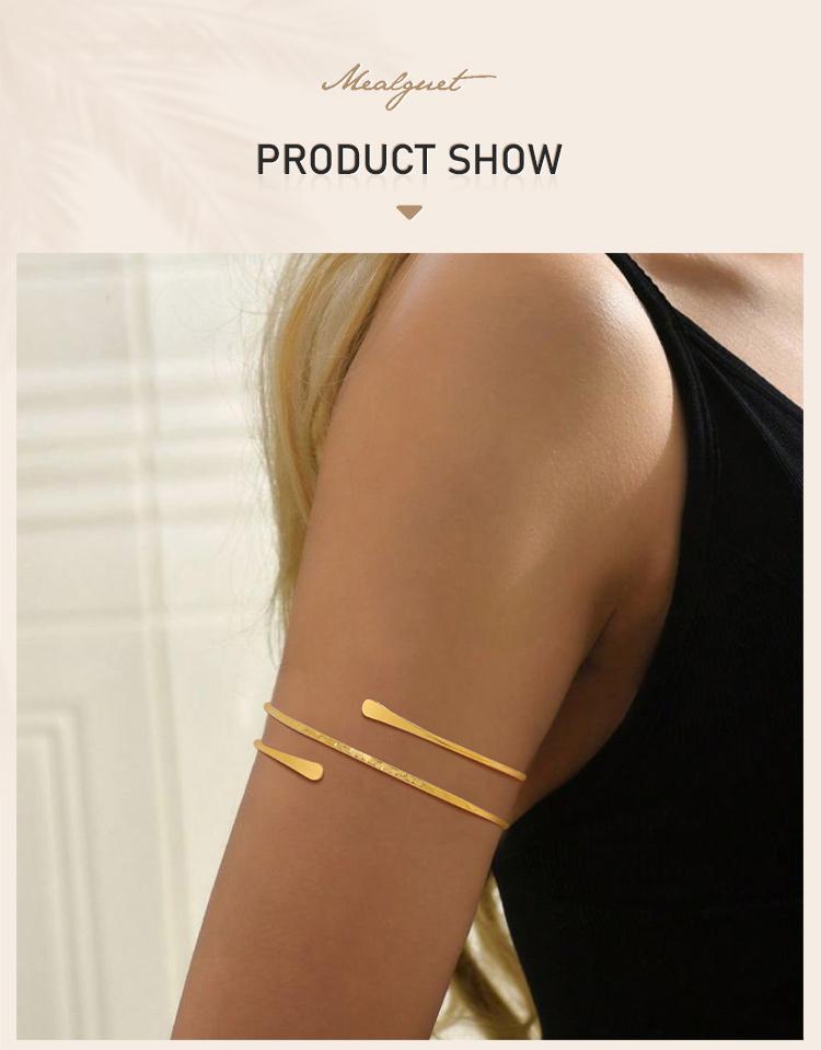 Bracciale da braccio semplice con polsino superiore per donna, Braccialetti geometrici alla moda, Gioielli regolabili