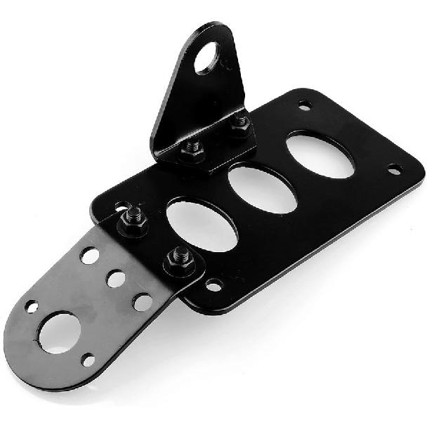 Motorcycle License Plate Bracket, Metal Motorcycle Brake Tail Light License Plate Holder Side Mount Holder Bracket (Black)