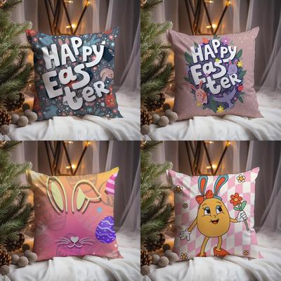 Easter Day Cushion Cover Premium Comfort Reversible Pillow Cove -Two In One Design for Any Room & Car Interior