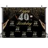 7x5ft Happy 18th 40th 50th Birthday Backdrop Black Gold Balloons Golden Glitter Sparkling Stars Men Women Baby Party Backdrop
