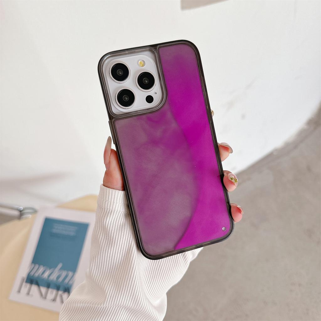 Clear Glitter Liquid Quicksand Luminous Case For iPhone 16 Pro Max 15 14 13, Transparent Glow in Dark Hard Phone Cover Funda