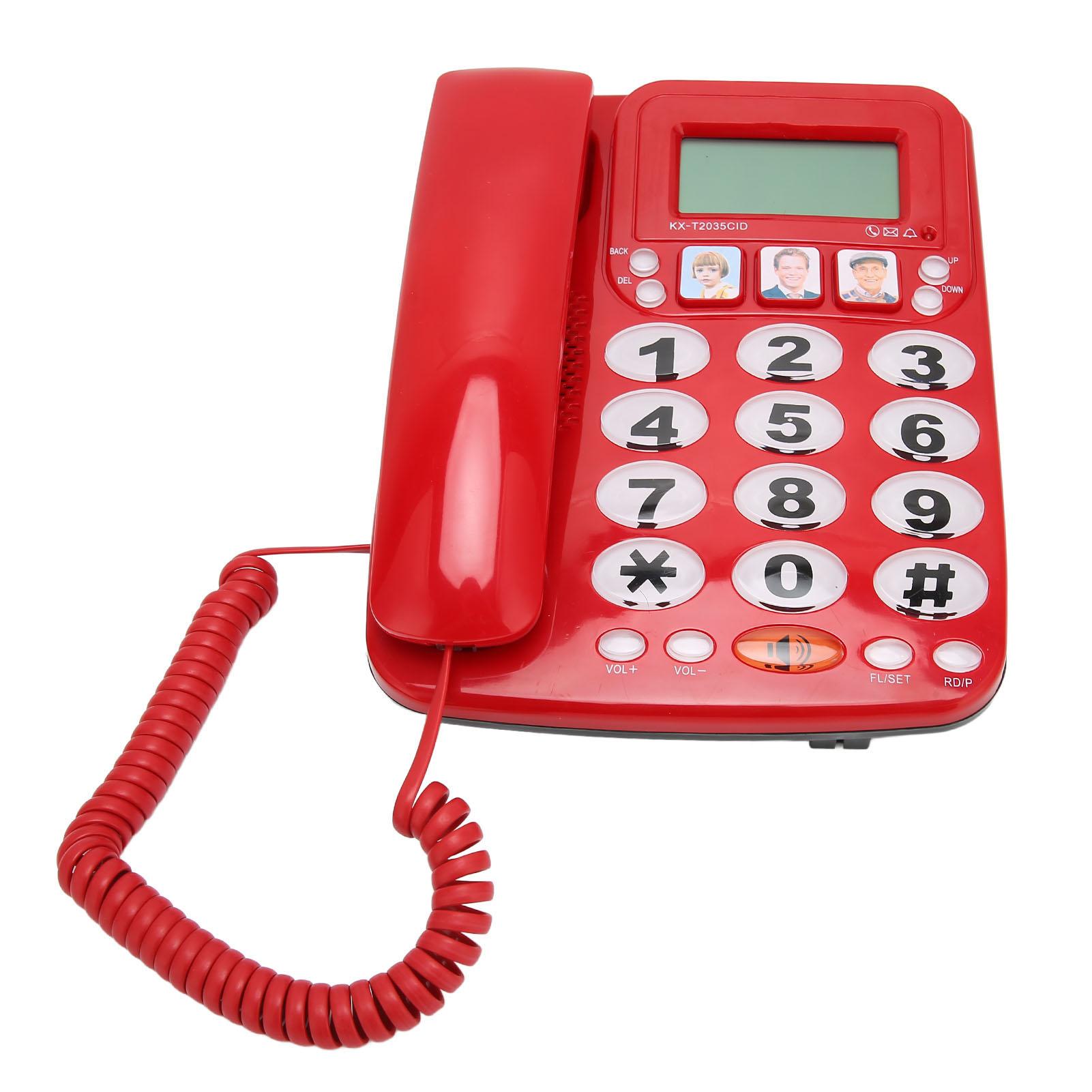 

Проводной телефон с двумя портами Чистый звук Повторный набор последнего номера Функция отключения звука Регулируемая громкость Рабочий стол красный