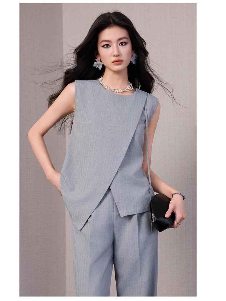 Women's Irregular Vest Two-Piece Set - Spring/Summer High-End Fashion