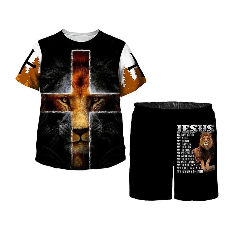Letni garnitur dla dzieci Lion Graphic T-Shirt szorty pasujący strój 3D Print Baby Girl ubrania dla chłopców zestaw dla dzieci dwuczęściowy