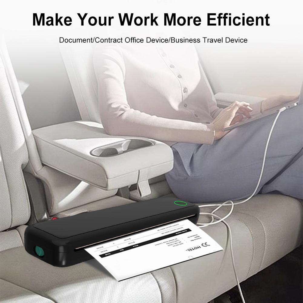 Wireless Mobile Travel Printer Inkless Bluetooth-Compatible Document Printing Maker with Printing Paper Travel and Home Work Use