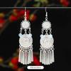 Miao Yin earrings original niche retro Dongling jade earrings long fringed earrings women
