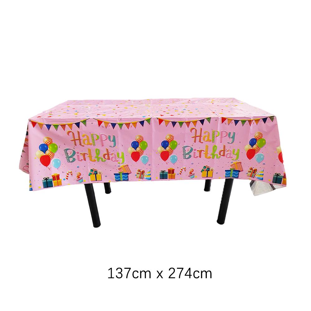 Happy Birthday Disposable Tablecloth Colored Balloon Rectangle Desk Cloth Wipe Table Cover for Birthday Party Baby Shower Decor