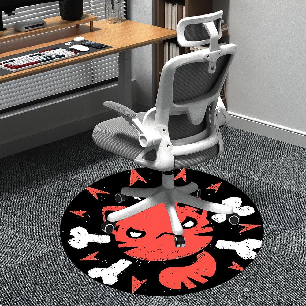 

1pc Cat Bones Office Round Area Rug, Indoor Mat Suitable ForOffice, Under Office Chairs Bedroom Living Room Home Decor, Room Deco q118 80cm by 80cm