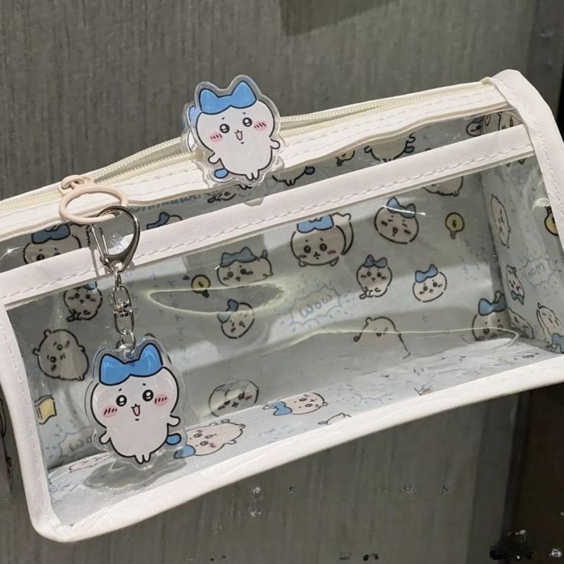 

Мультяшный полупрозрачный пенал многослойный вертикальный большой емкости сумка для хранения канцелярских принадлежностей школьные принадлежности косметичка синий