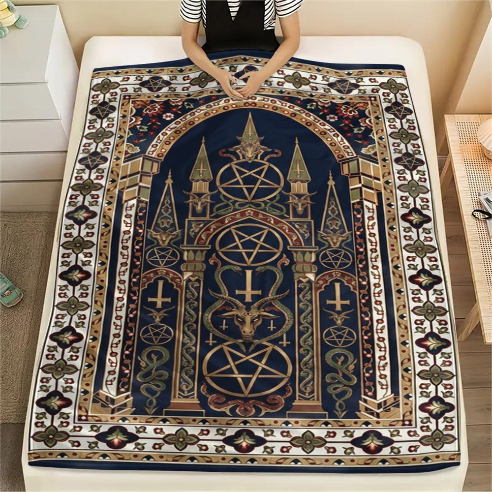 

1Pc Pentagram Print Flannel Blanket, High quality Comfortable for All Seasons, Home Decor, Warmth and Comfort, Perfect for Christmas Gifts W164 80cm x 120cm