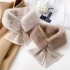 Winter Warm Solid Color Winter Neck Warmer Thicken Faux Rabbit Fur Plush Scarf Neck Warmer Cross Collar Scarf Cold Weather