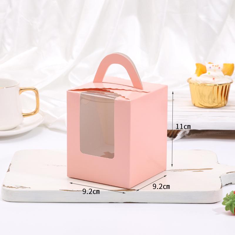 1-Piece Handheld Muffin & Cupcake Box with Transparent Window for Pastry and Dessert