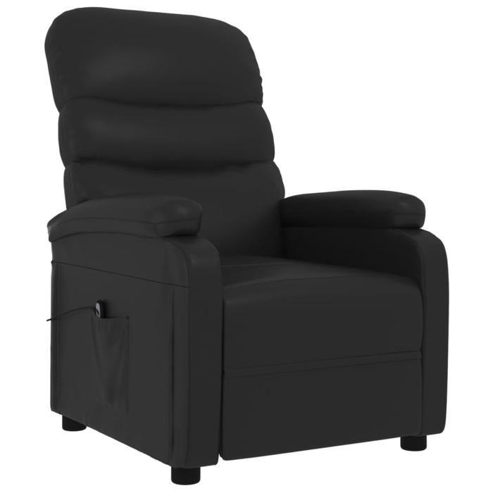 Exclusive House - Black Faux Leather Electric Reclining Armchair