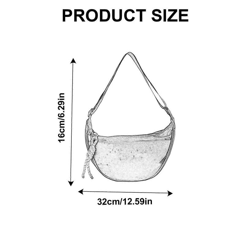 Trendig Kvinnlig Nylon Axelväska Mjuk Halvmåne Axelväska Med Justerbar Rem För Skola Och Daglig Användning Beige