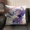 Keqing Genshin Impact Cushion Cover Natural Linen Organic Fabric Double-Sided Printing Sofa Home Decor Gift Pillow Case