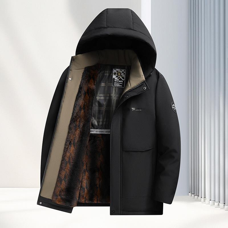 

Men s New Plus Velvet Thick Winter Jacket - Warm, Cotton-Padded, Cold-Proof Dad s Coat 2XL чорний