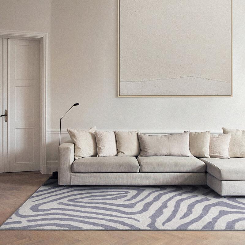 Nordic Fluffy Plush Carpets for Living Room Light Luxury Zebra Pattern Bedroom Decor Carpet Home Large Area Anti-Slip Lounge Rug