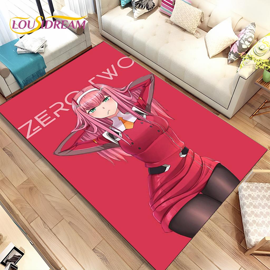 Anime Zero Two DARLING In The FRANXX Area Rug,Carpet Rug for Living Room Bedroom Sofa Doormat Decoration, Kid Non-slip Floor Mat